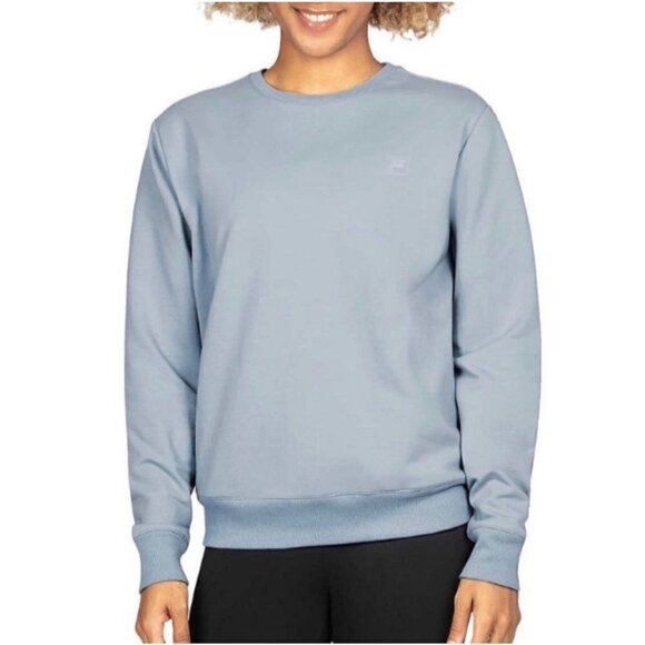 Fila Women's Baby Blue Long Sleeve Logo Pockets Crewneck Sweatshirt Size Large - Picture 1 of 9